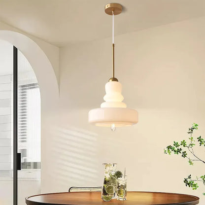 Bauhaus hanglamp van glas en messing/ijzer | GourdGlow