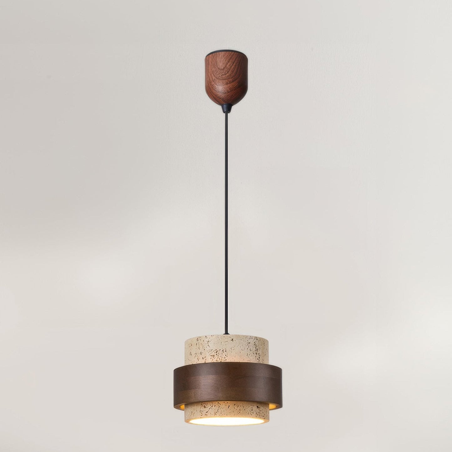 Wabi-Sabi pendant lamp made of natural stone and wood | TerraGlow