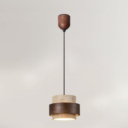 Wabi-Sabi hanglamp van natuursteen en hout | TerraGlow