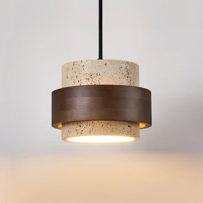 Wabi-Sabi hanglamp van natuursteen en hout | TerraGlow