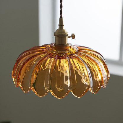 Vintage Glazed Floral Pendant Lamp | GlowPetal