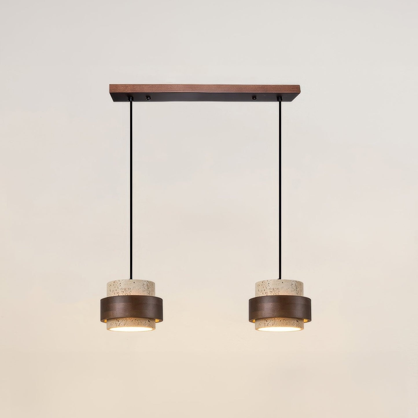 Wabi-Sabi hanglamp van natuursteen en hout | TerraGlow