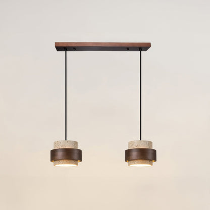 Wabi-Sabi pendant lamp made of natural stone and wood | TerraGlow