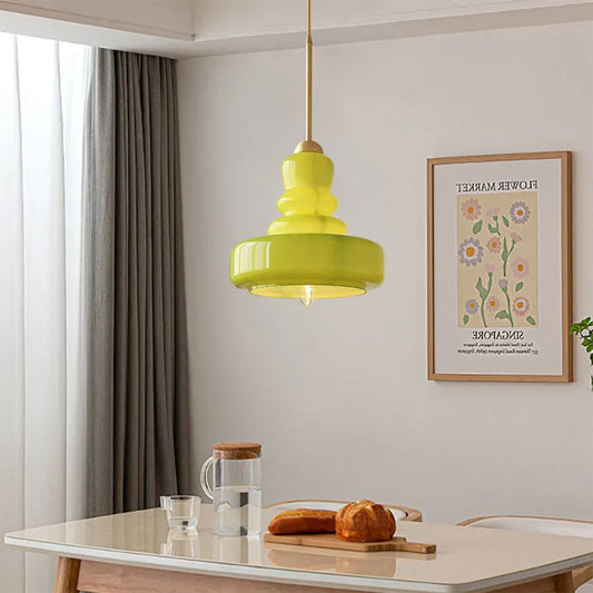 Bauhaus pendant lamp made of glass and brass/iron | GourdGlow