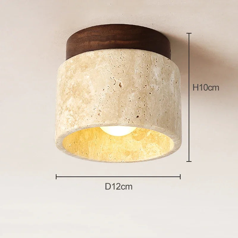 Ceiling lamp in Japanese style made of marble and wood | MarbleGlow