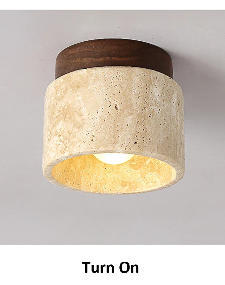 Ceiling lamp in Japanese style made of marble and wood | MarbleGlow