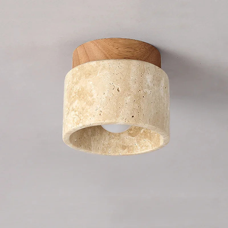 Ceiling lamp in Japanese style made of marble and wood | MarbleGlow