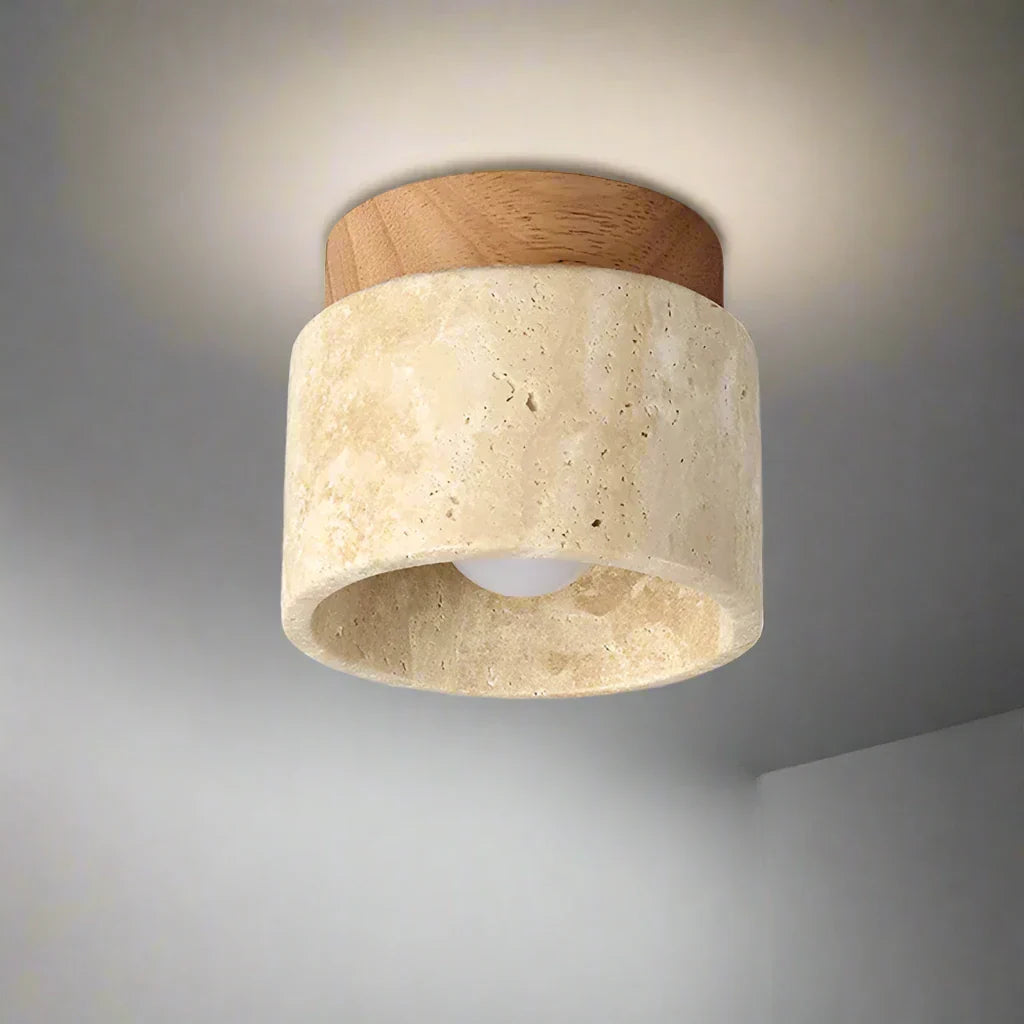 Plafondlamp in Japanse stijl van marmer en hout | MarbleGlow