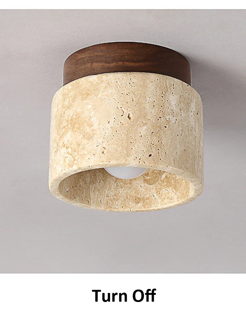 Ceiling lamp in Japanese style made of marble and wood | MarbleGlow