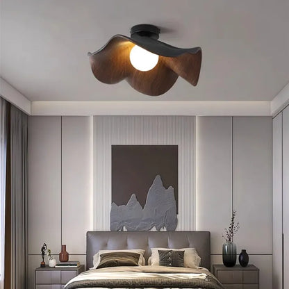 Nordic Wooden Lotus Ceiling Lamp