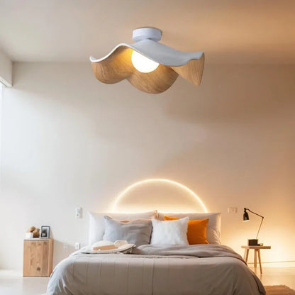 Nordic Wooden Lotus Ceiling Lamp