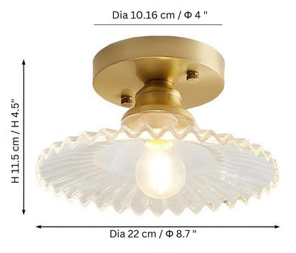 Geribbelde Glazen Plafondlamp | LumiPetal