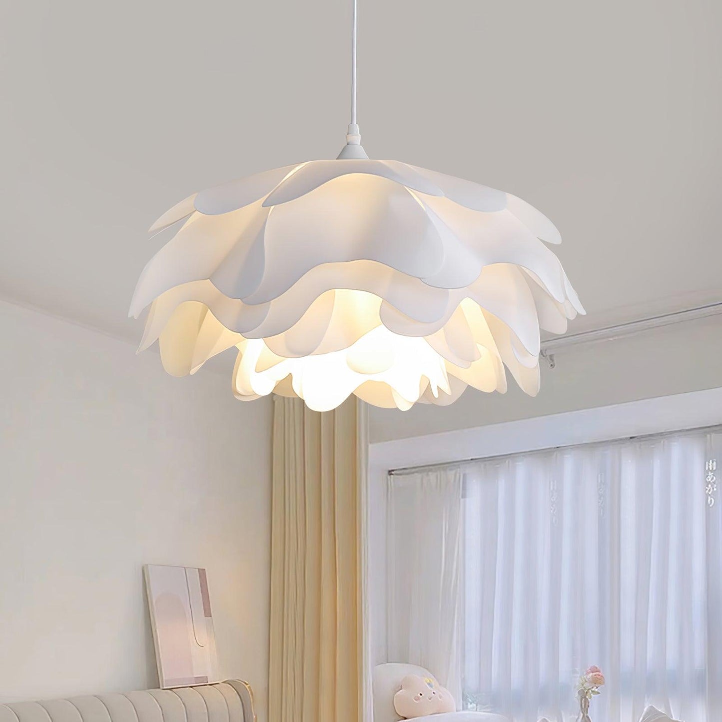 White flower-shaped pendant lamp | PetalGlow