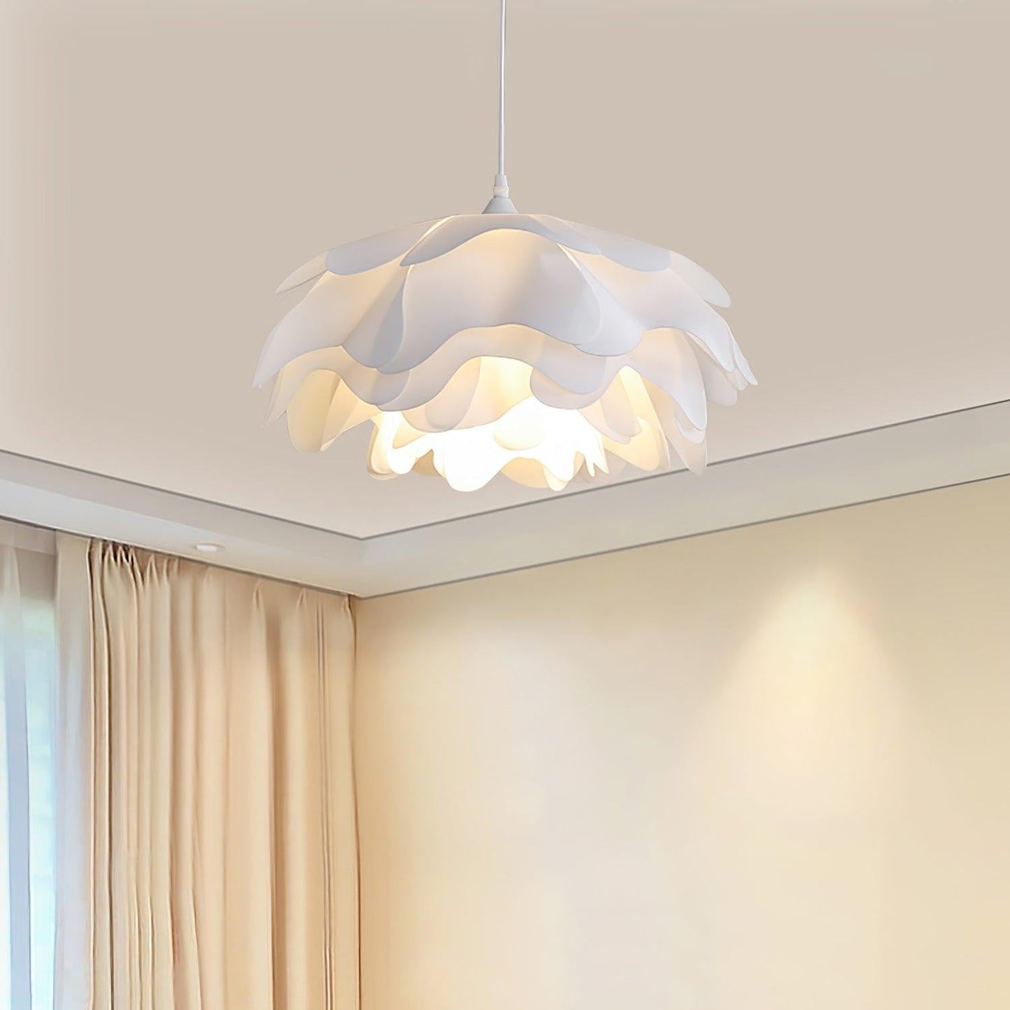 White flower-shaped pendant lamp | PetalGlow