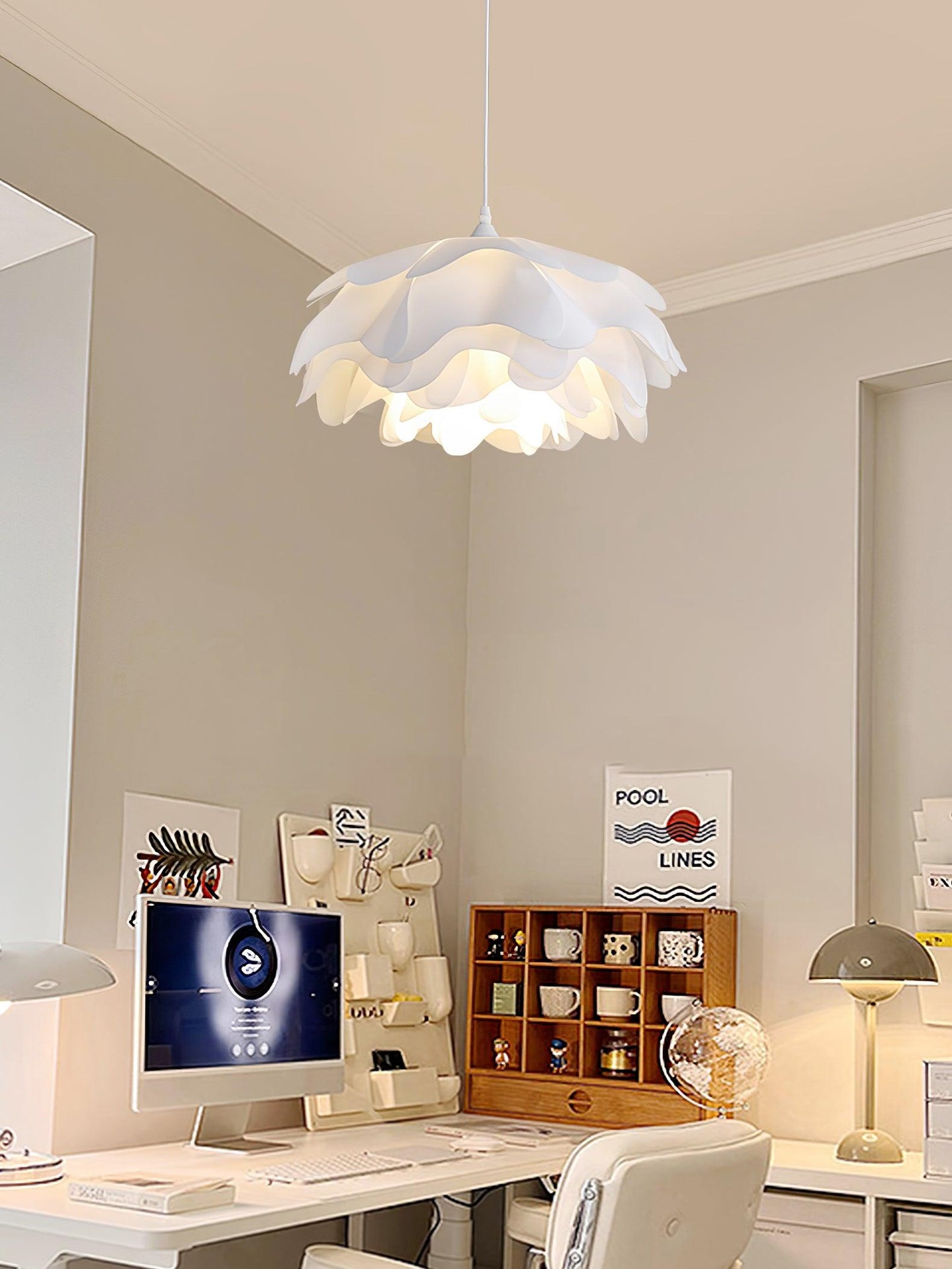 White flower-shaped pendant lamp | PetalGlow