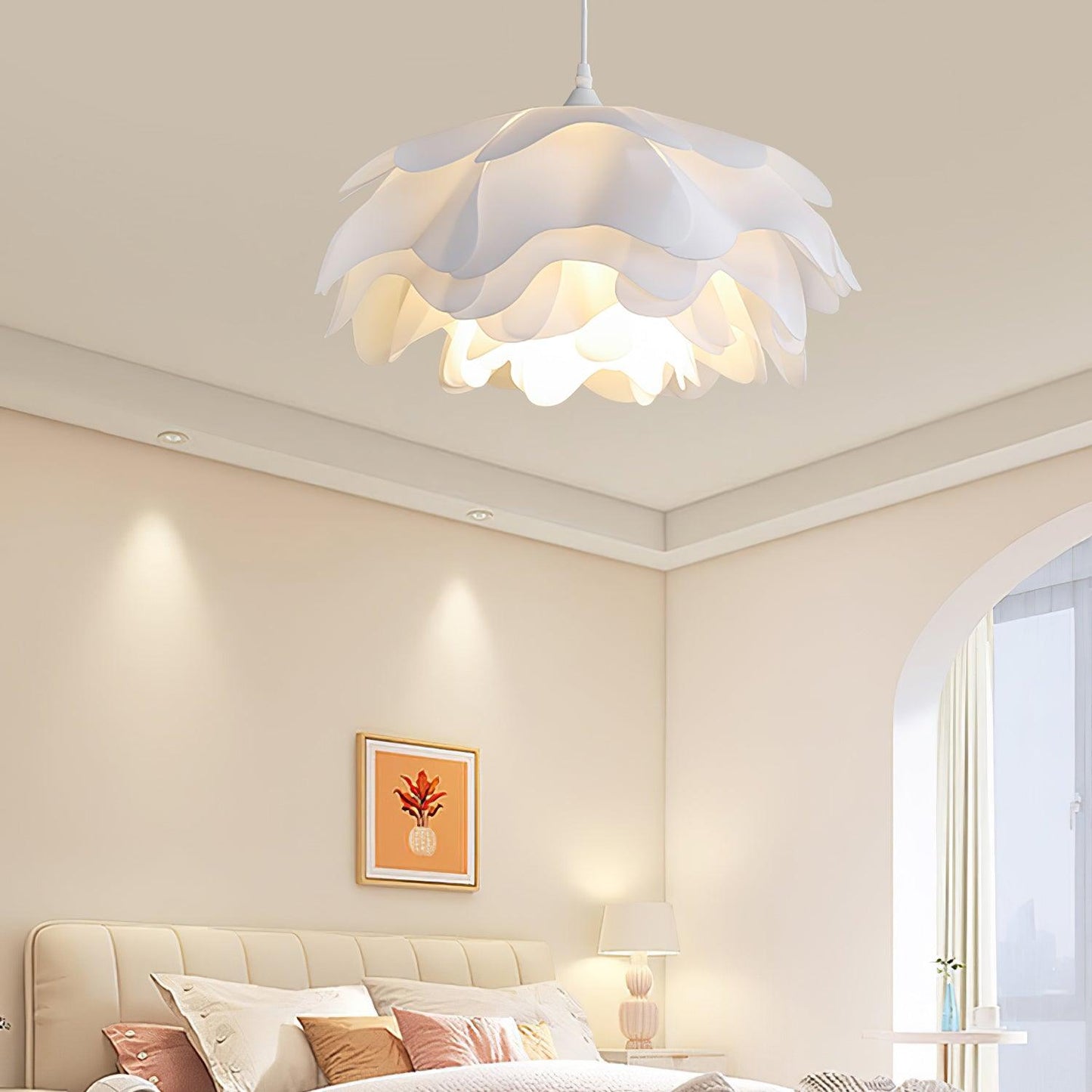 White flower-shaped pendant lamp | PetalGlow