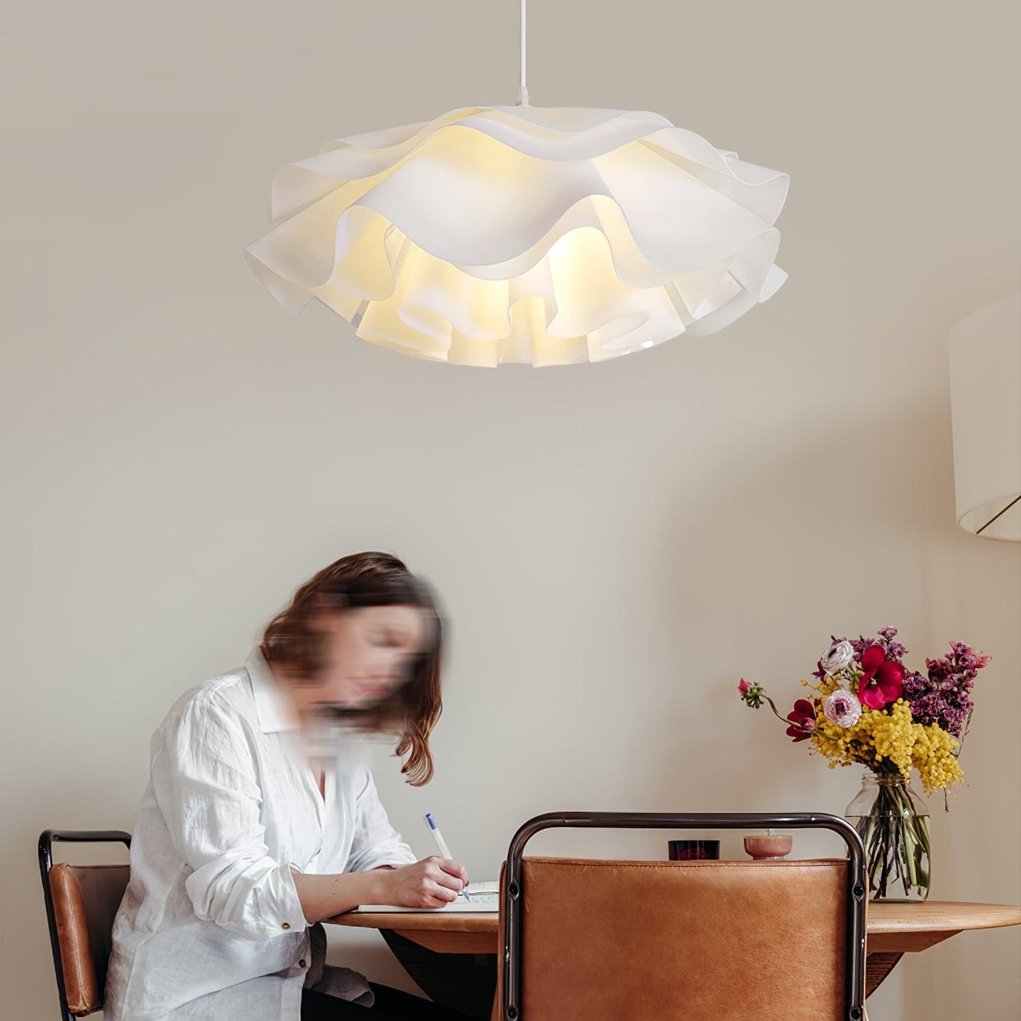 White flower-shaped pendant lamp | PetalGlow