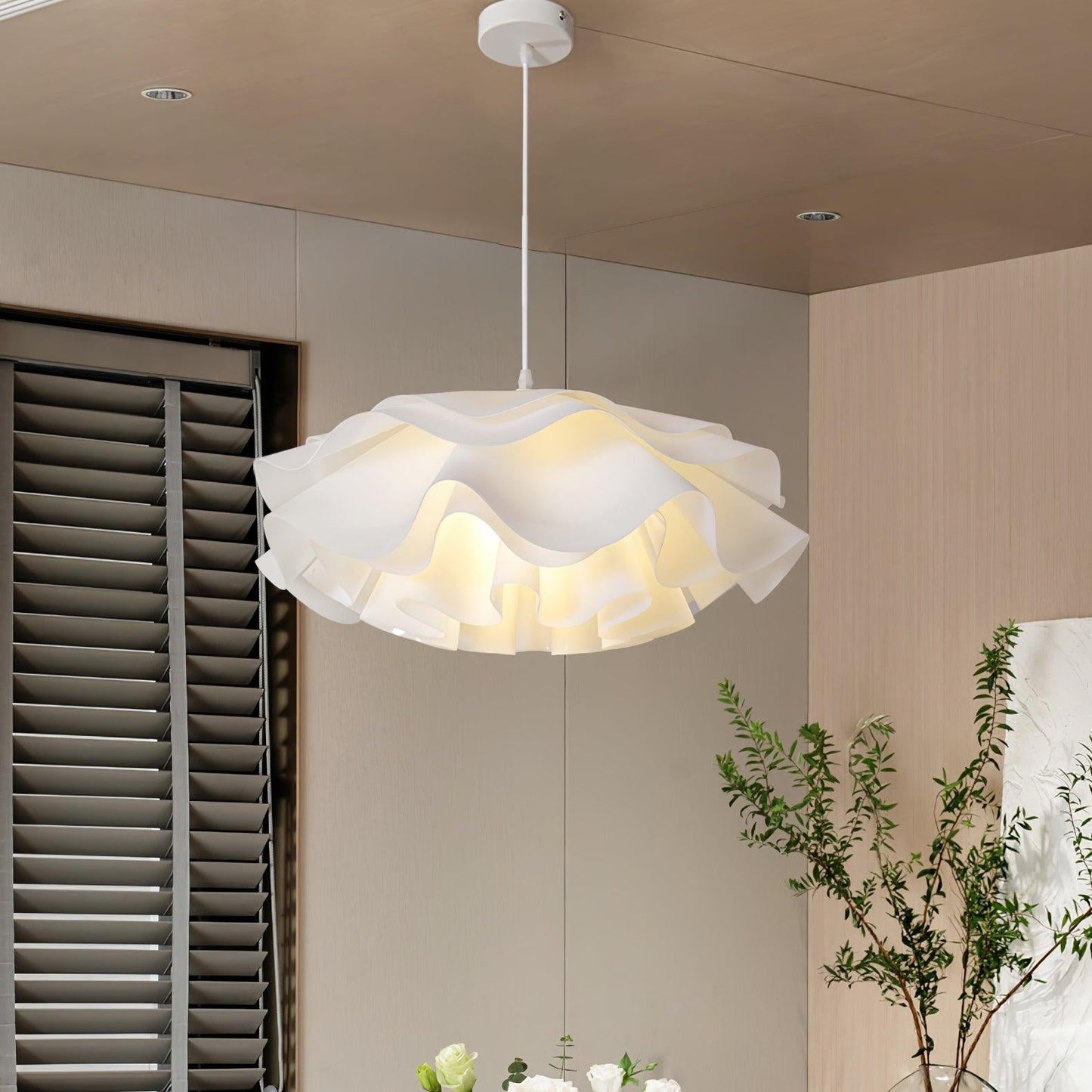 White flower-shaped pendant lamp | PetalGlow