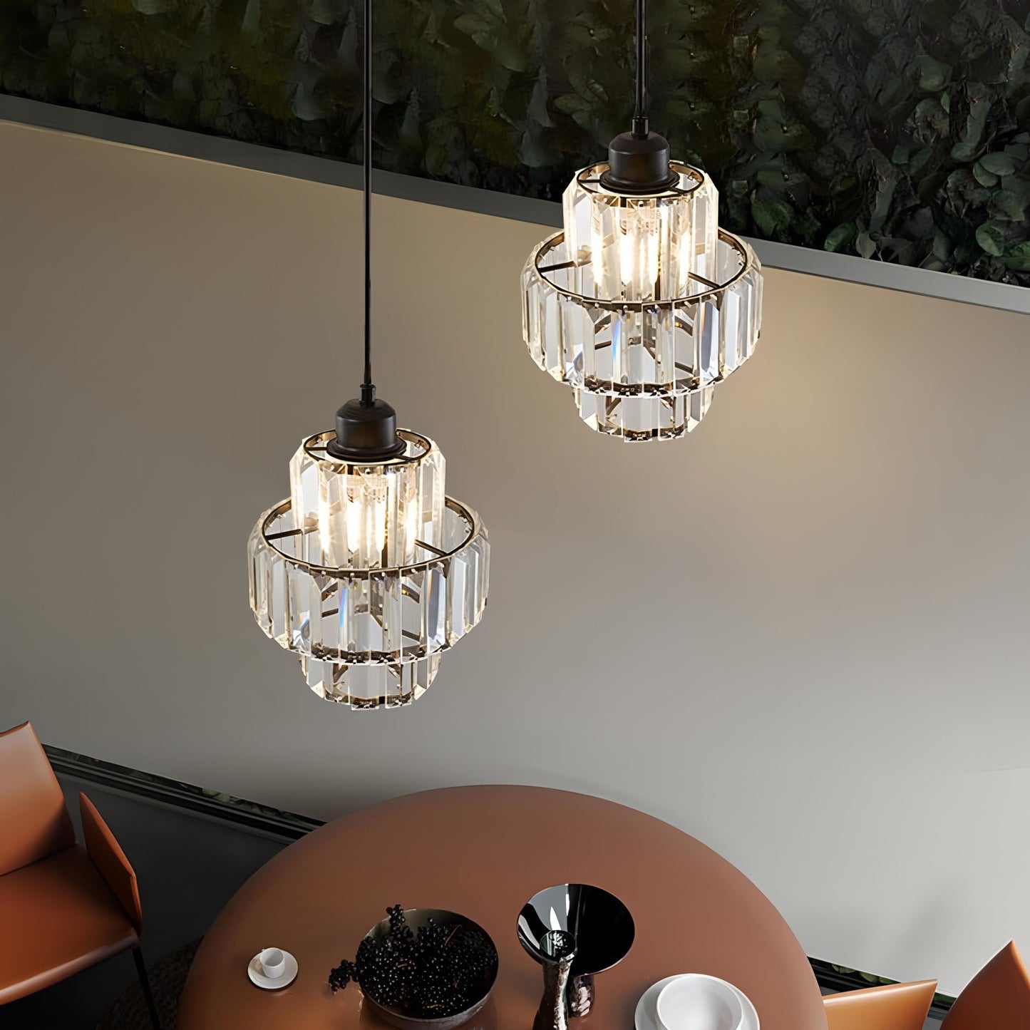 Round Layered Crystal Ceiling Lamp | FernandoGlow