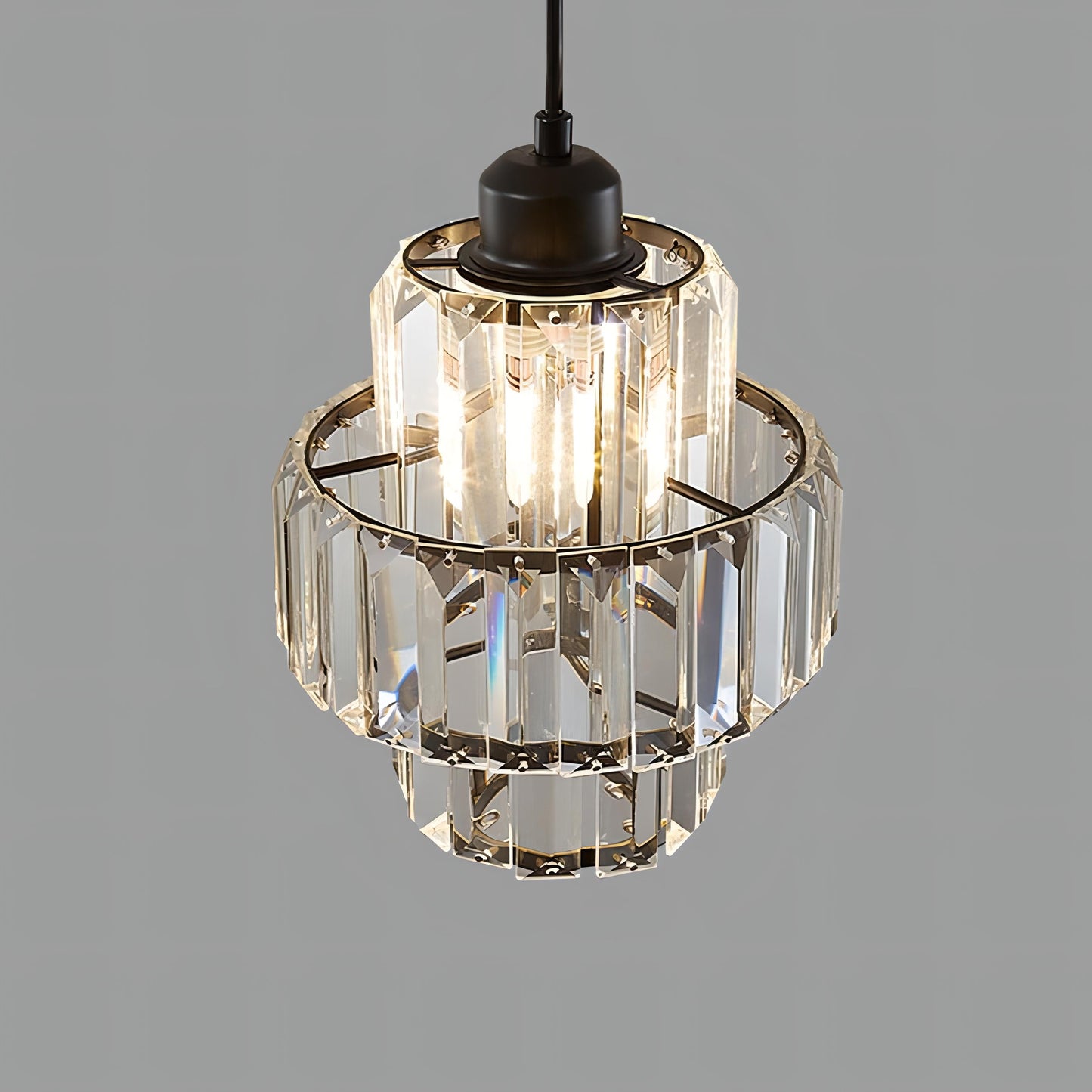 Round Layered Crystal Ceiling Lamp | FernandoGlow