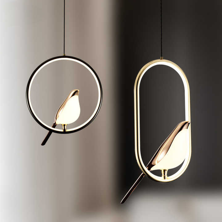 Luxury Pendant Lamp with Golden Bird | GoldenGlow