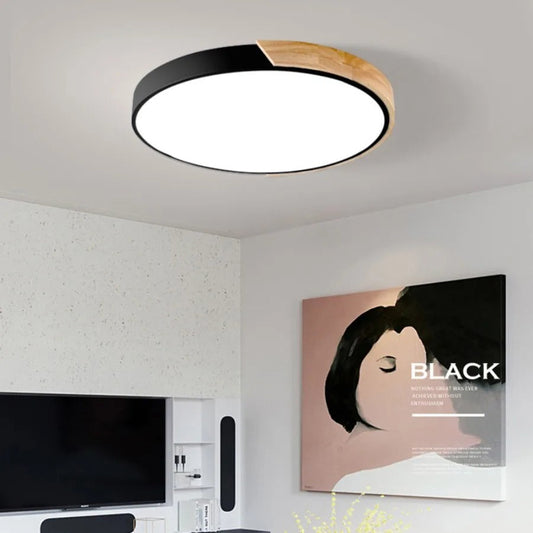 Nordic Wooden Round Ceiling Lamp | Solving