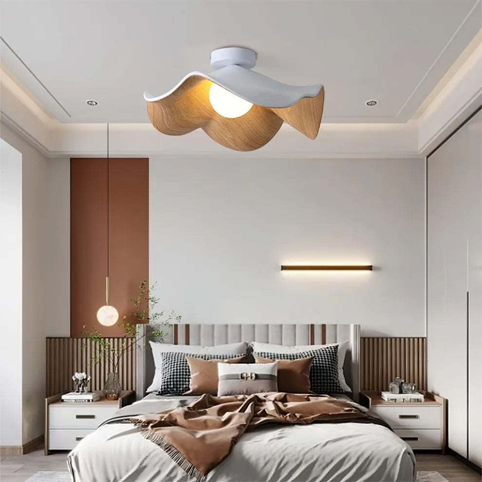 Nordic Wooden Lotus Ceiling Lamp