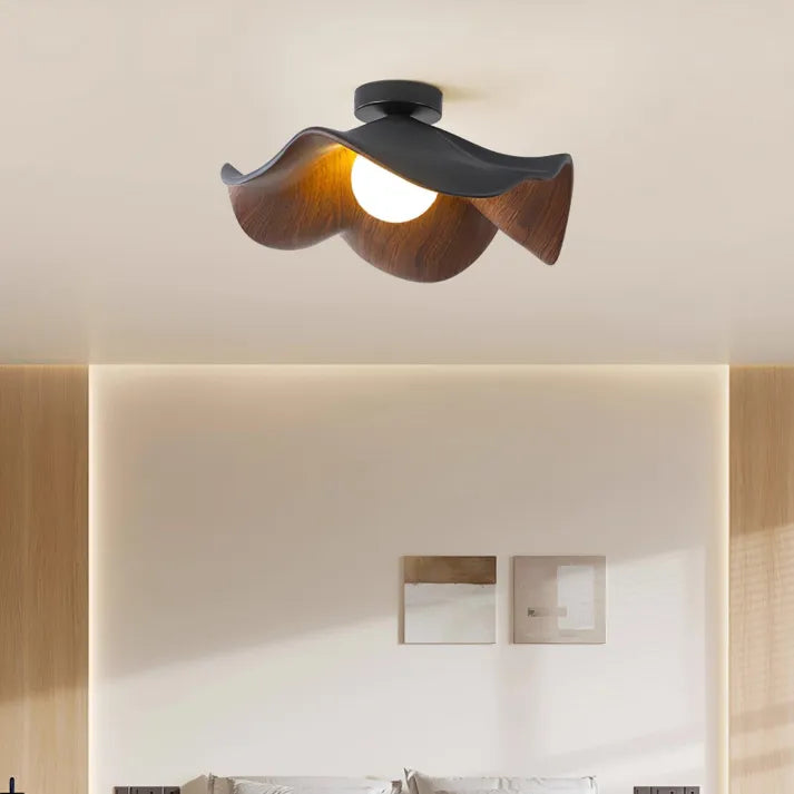 Nordic Wooden Lotus Ceiling Lamp