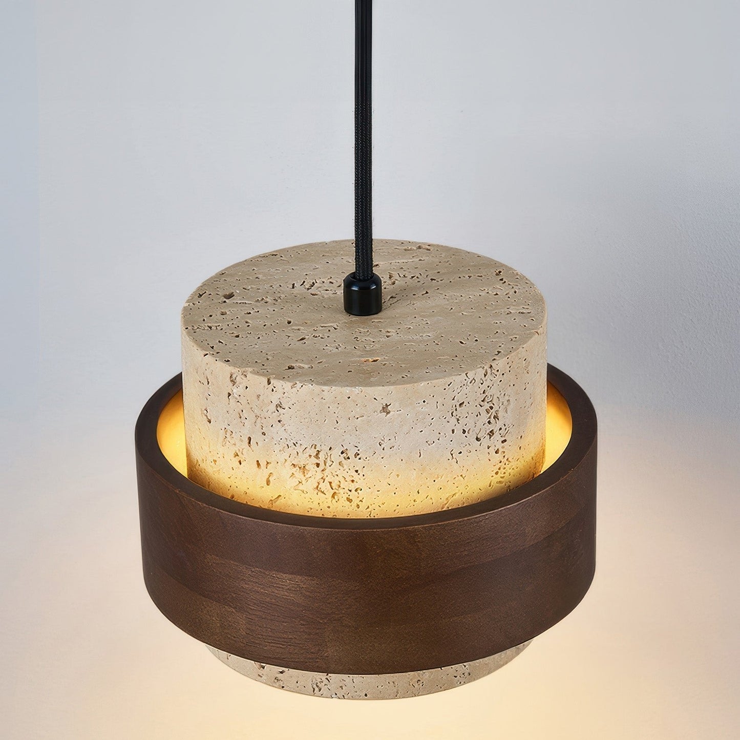 Wabi-Sabi hanglamp van natuursteen en hout | TerraGlow