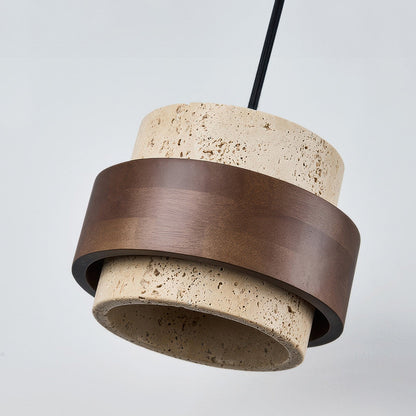 Wabi-Sabi pendant lamp made of natural stone and wood | TerraGlow