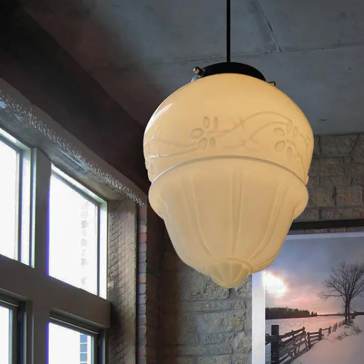 Vintage Witte Melkglas Hanglamp | LumoJar