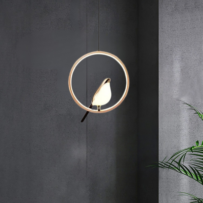 Luxury Pendant Lamp with Golden Bird | GoldenGlow