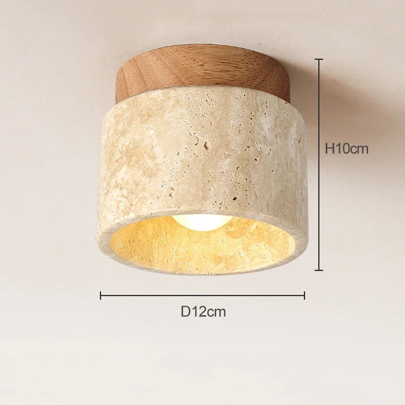 Plafondlamp in Japanse stijl van marmer en hout | MarbleGlow