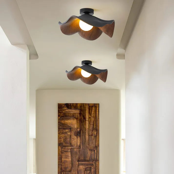 Nordic Wooden Lotus Ceiling Lamp