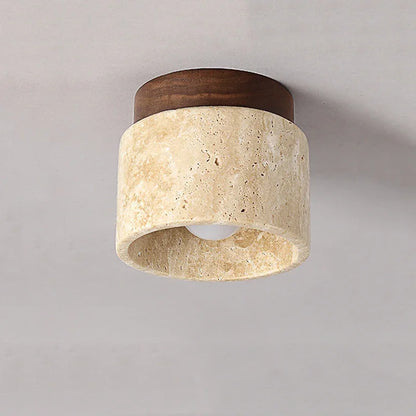 Ceiling lamp in Japanese style made of marble and wood | MarbleGlow