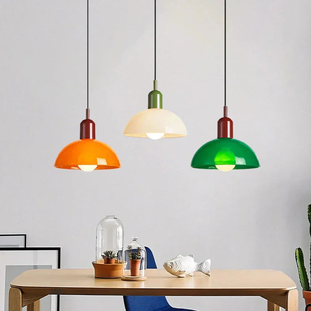 Colorful glass pendant lamp with LED lighting | AuroraGlow