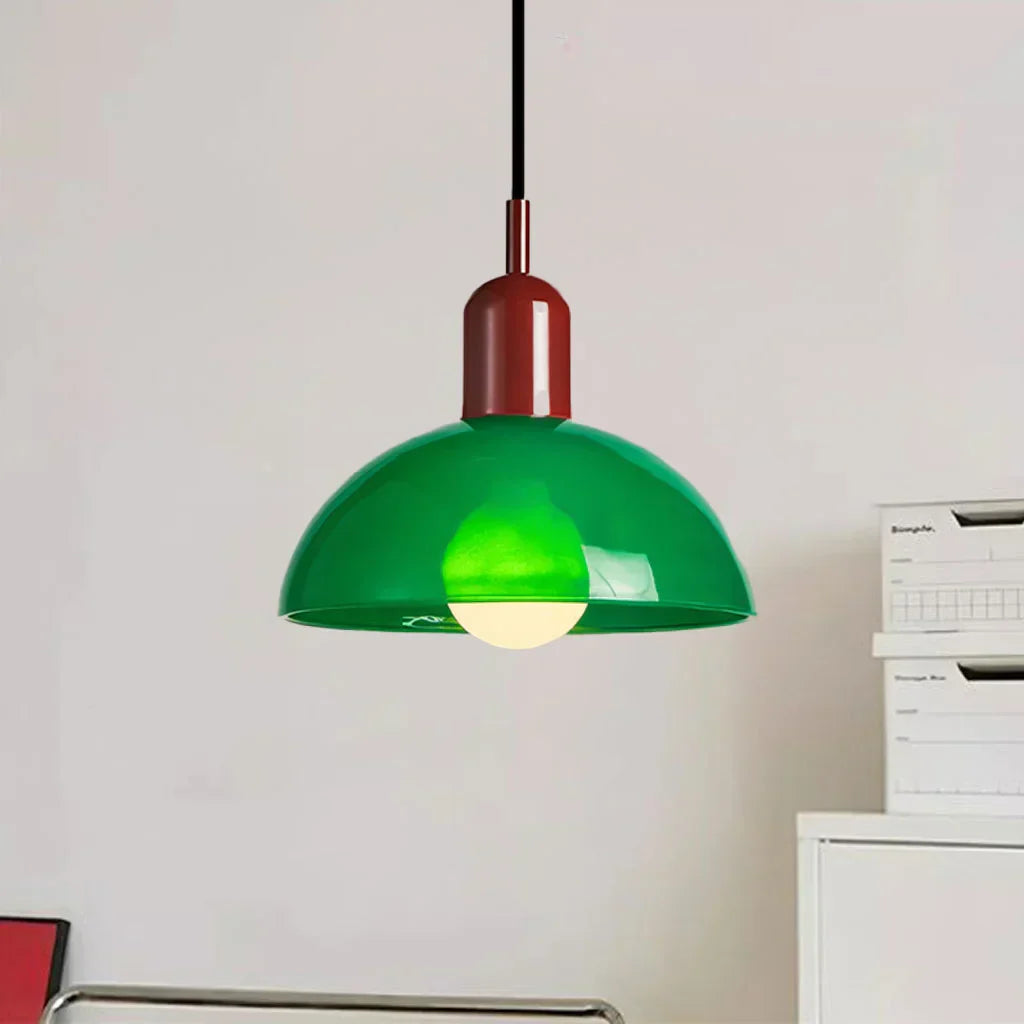 Kleurrijke glazen hanglamp met LED-verlichting | AuroraGlow