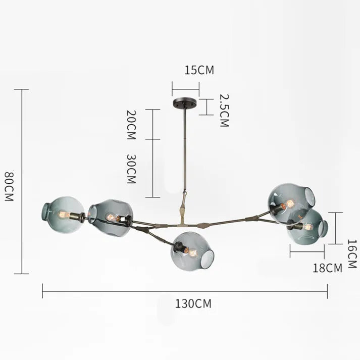 Bifurcation Sputnik kroonluchter van bubbelglas | LightSphere