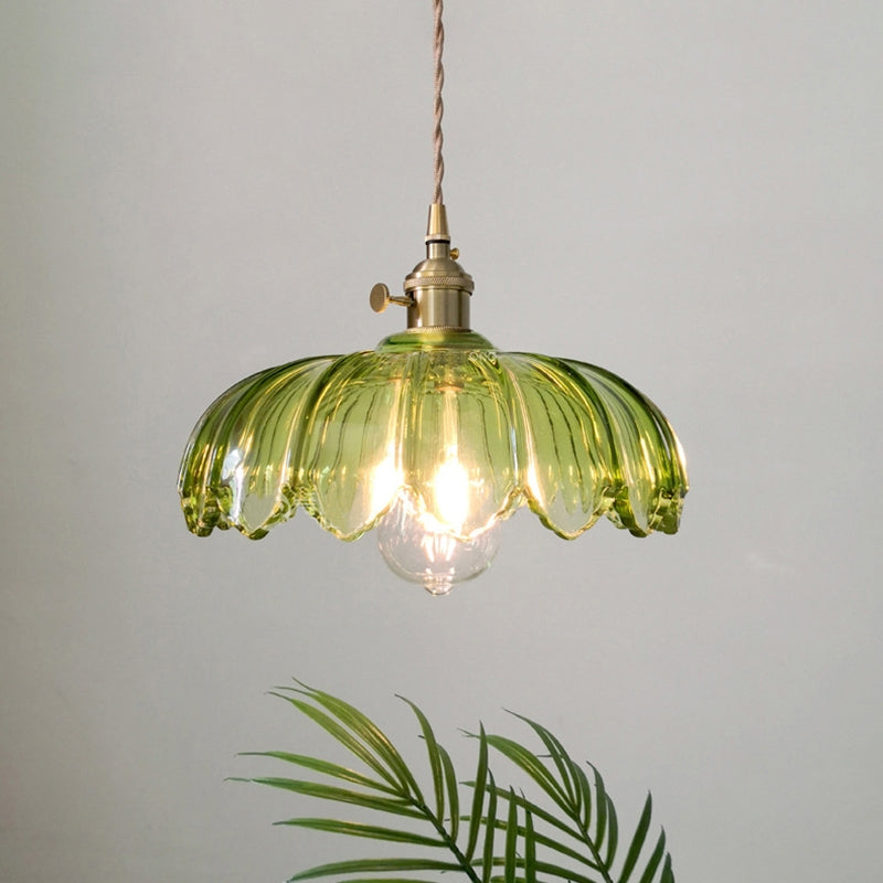 Vintage Glazed Floral Pendant Lamp | GlowPetal