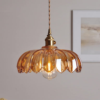 Vintage Glazed Floral Pendant Lamp | GlowPetal