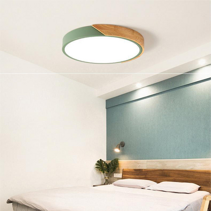 Nordic Wooden Round Ceiling Lamp | Solving