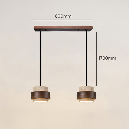 Wabi-Sabi pendant lamp made of natural stone and wood | TerraGlow